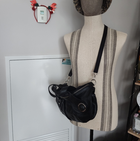 Arcadia Leather Pleated Slouchy Bowling Bag - Picture 9 of 9